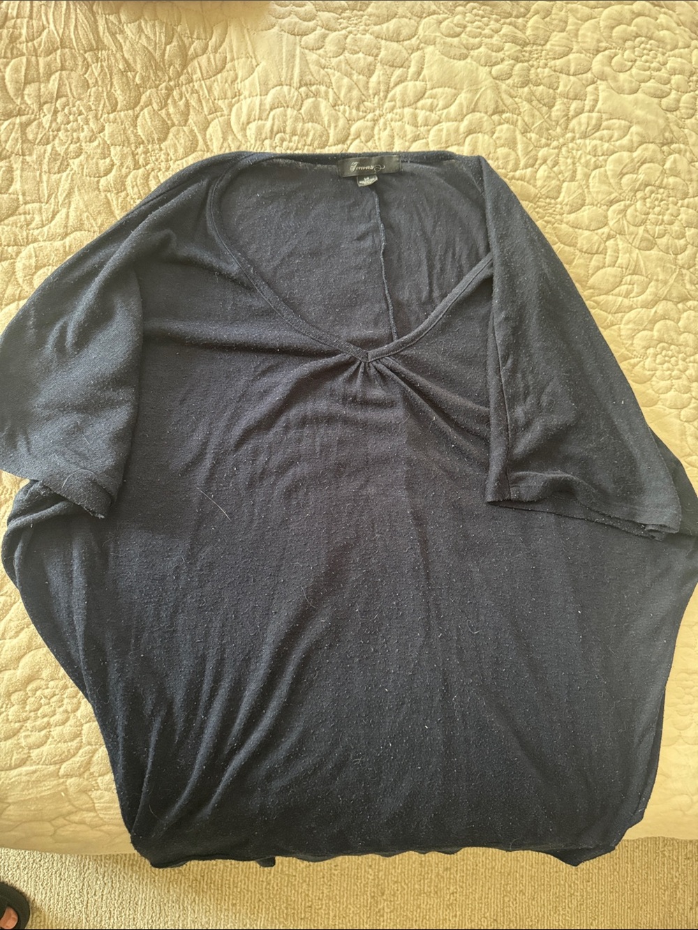 Forever 21 Navy V-Neck Dolman Sleeve Tunic